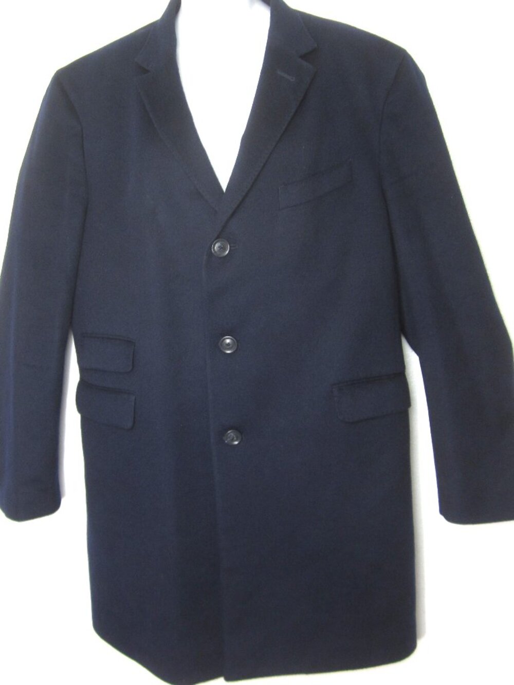 Saks Fifth Avenue Size XL Wool Cashmere Blend Overcoat Car Coat Winter Blue